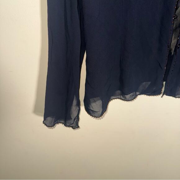 KAREN KANE beaded sheer whimsigoth button up blouse XL - Picture 5 of 7